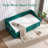 Velvet Daybed with Trundle, USB Port & Side Pockets | Button Tufted Back, Waved Arms with Piping | Space‑Saving Sofa Bed for Bedroom, Guest Room, or Living Room-1079114284