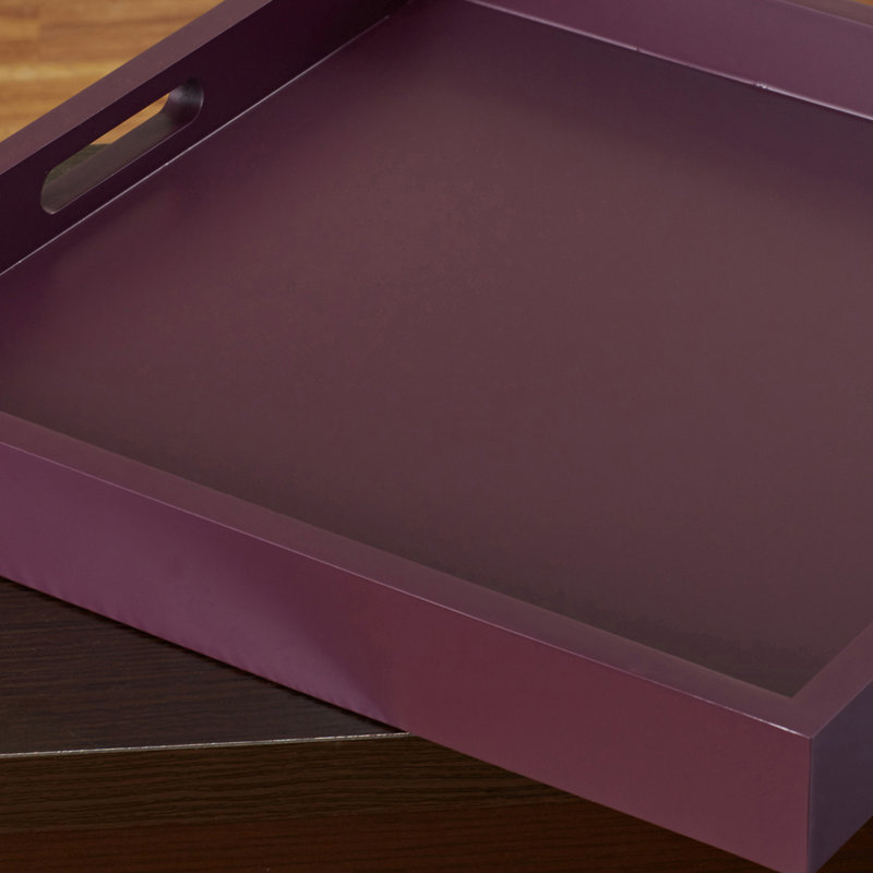 Burke Square Manufactured Wood Serving Tray with Handles, Purple