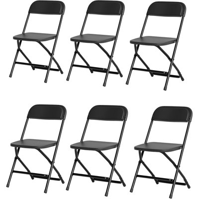 Ensemble de 6 chaises pliantes en plastique, sièges d'invités empilables avec structure en acier et pieds antidérapants, chaise commerciale portative pour mariage, fête, pique-nique, cuisine