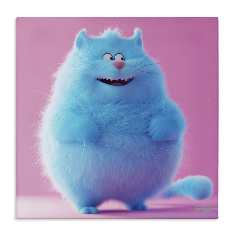 Drôle de chat bleu sur toile par RB, H 24 po x l 24 po