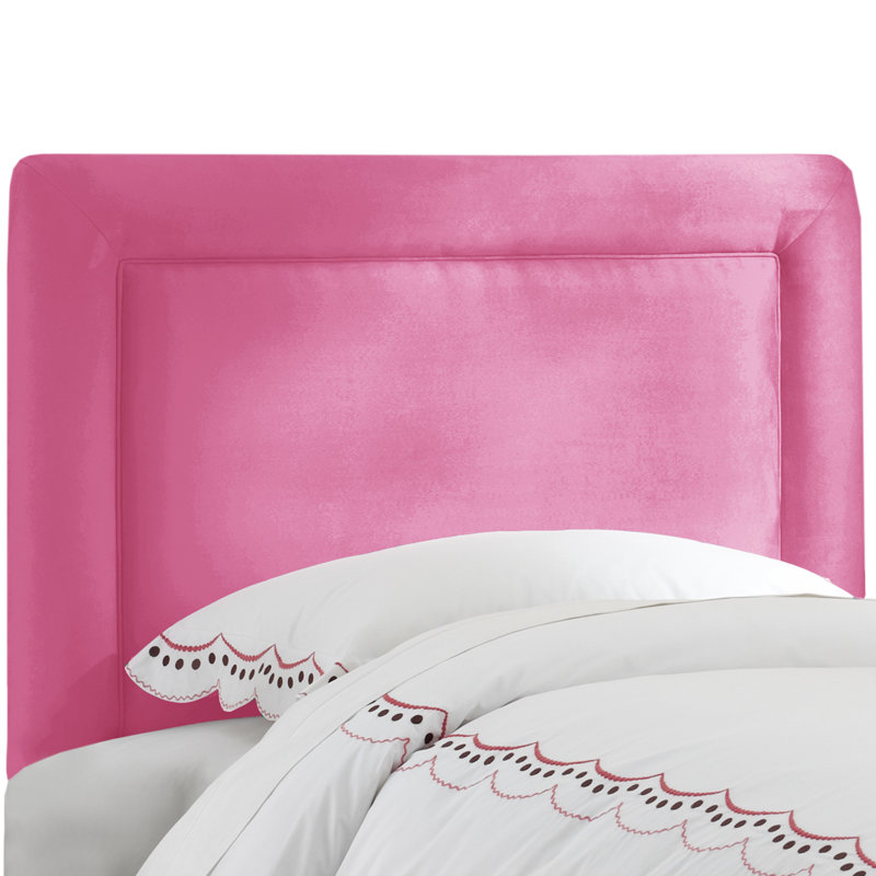 Tête de lit à panneau tapissier Rowberrow, Double, Microsuède performance rose vif