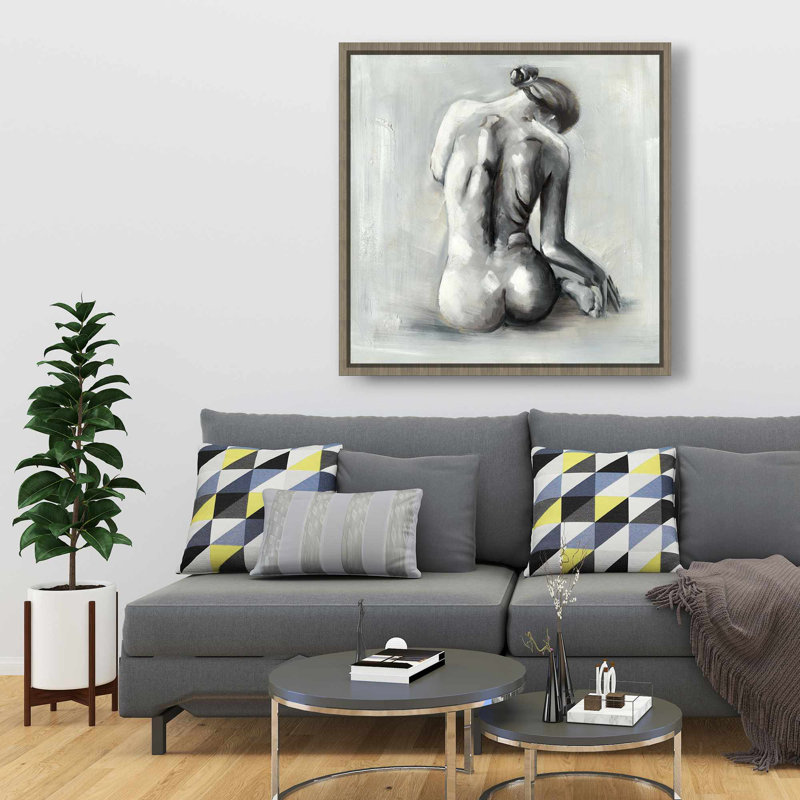 Femme nue vue de derrière - beige, art sur toile pour la décoration intérieure