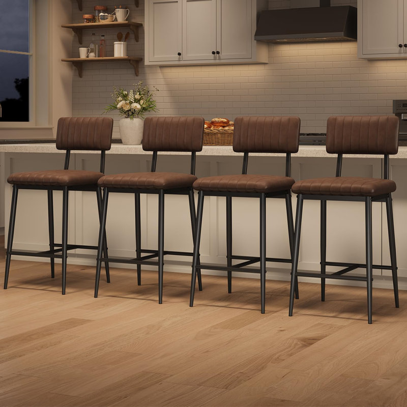 Upholstered Counter Stool with Metal Frame, 2