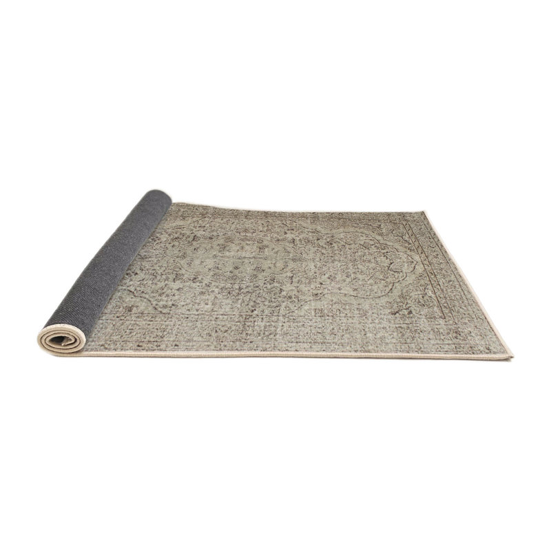 Tapis contemporain gris, Rond 5 pi