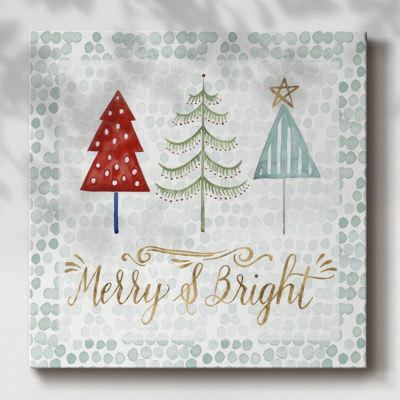 Arbre de Noël fantaisie III sur toile, H 16 po x l 16 po x P 1,5 po