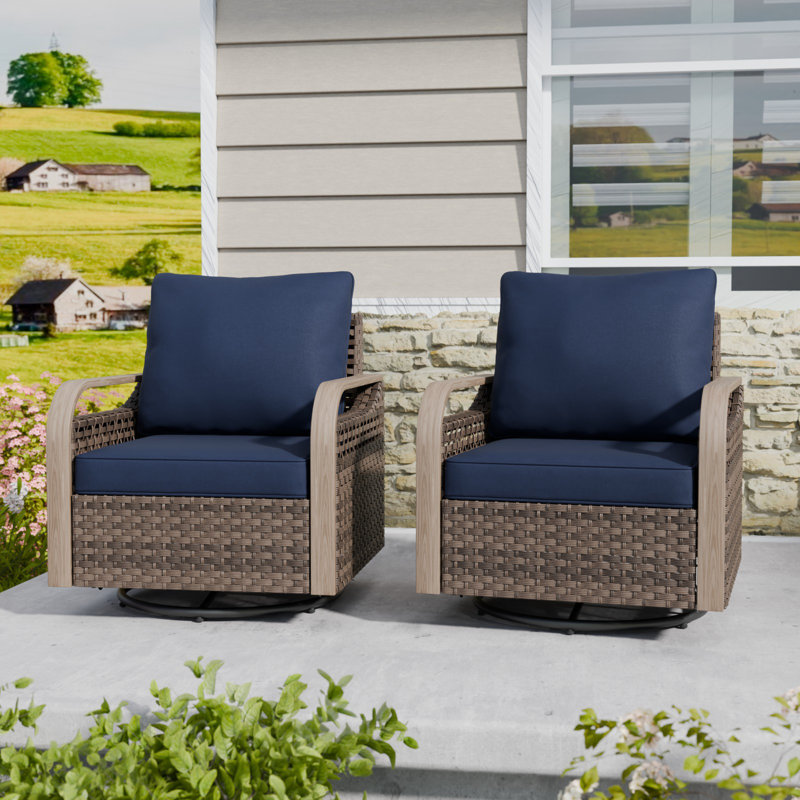 Fauteuil oscillant d'extérieur en osier Teag, Bleu très foncé