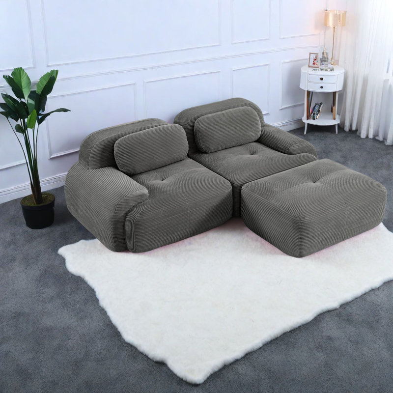 Canapés modulaires confortables, velours côtelé de qualité supérieure, style gris moderne pour la maison
