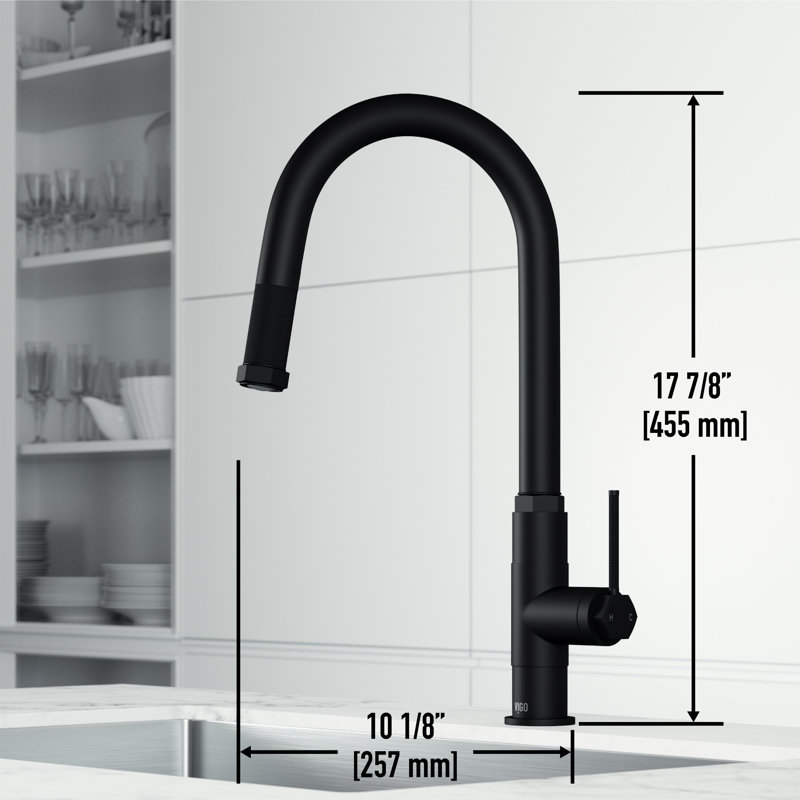 Hart 18 H 1-handle Pull-Down Kitchen Faucet, Matte Black