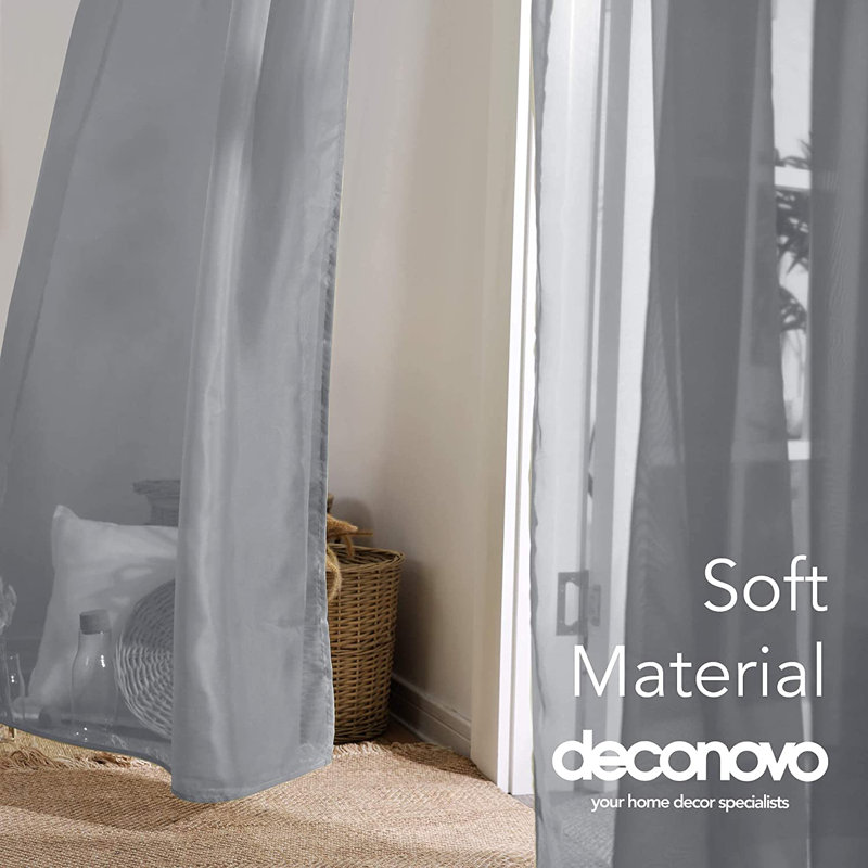 Sheer Curtain Pair, Gray, 52" W x 84" L