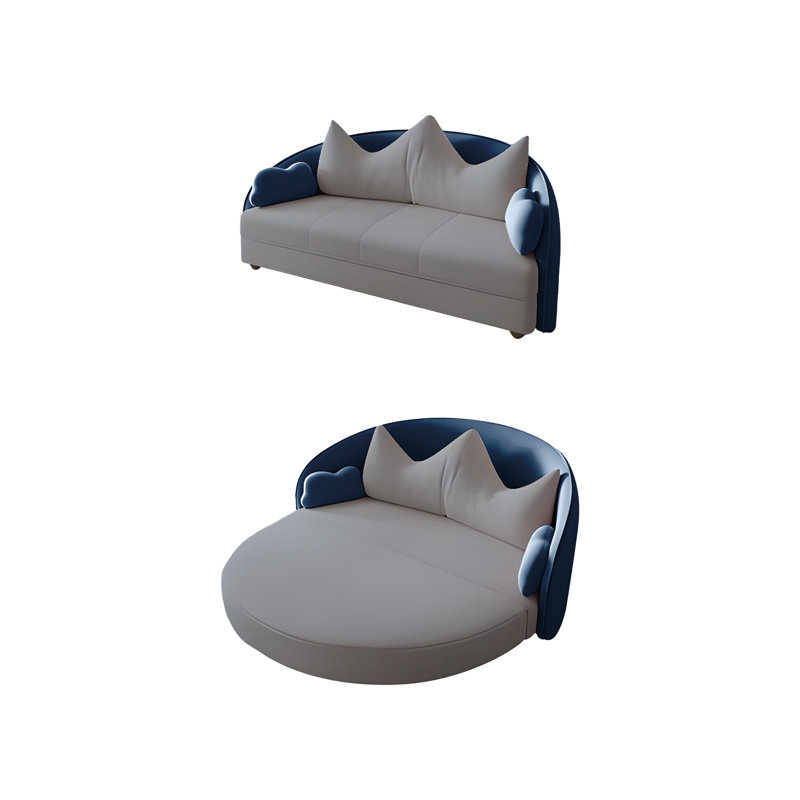 Canapé-lit pliable en velours extensible 74,80 po, 24.80" H x 74.80" W x 41.34" D, Blue