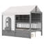 Lit House avec 2 grands tiroirs, bibliothèque latérale avec bande DEL-545063331