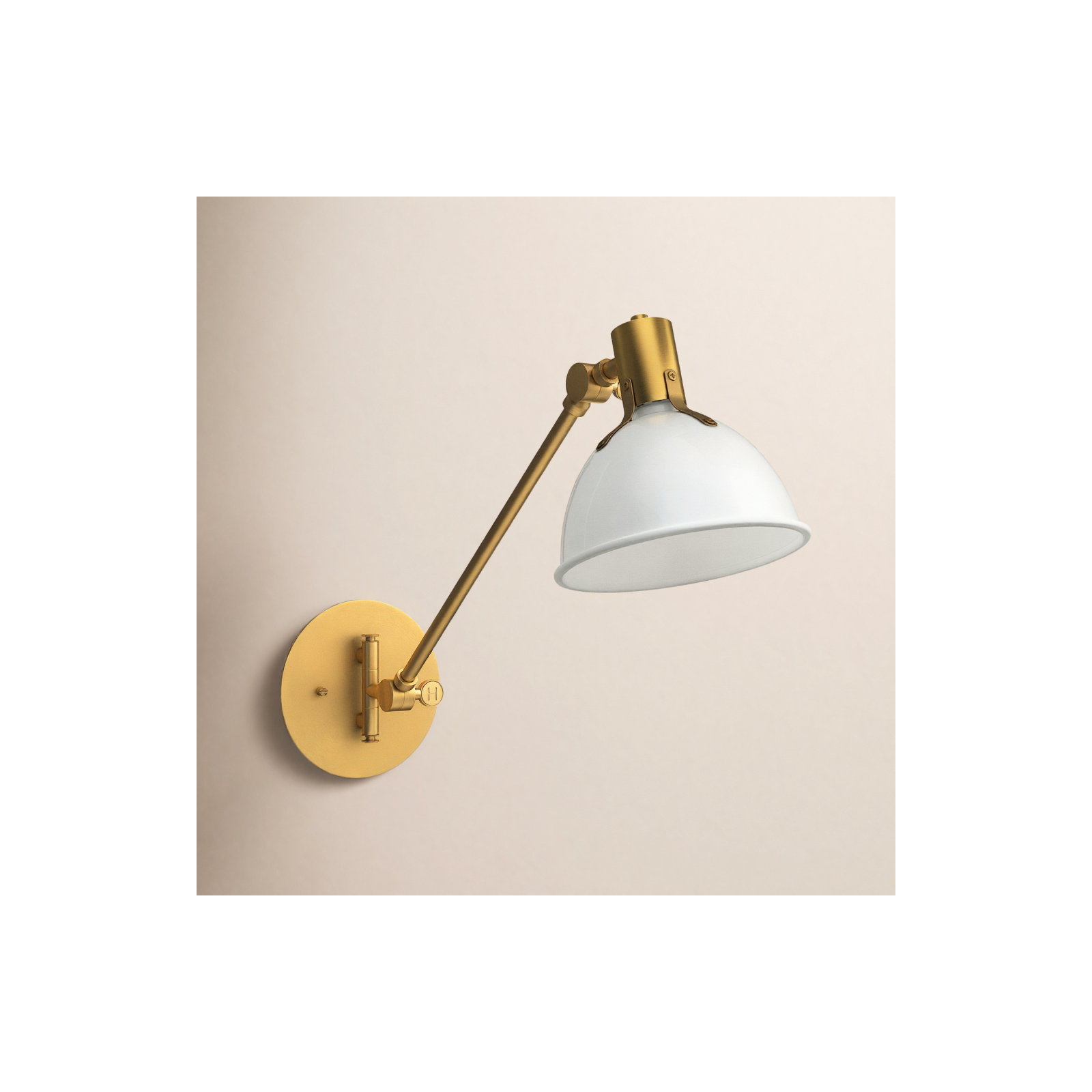 Mildura Single Light Dimmable Swing Arm Sconce, Polished White