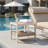 Small Coffee Table - Outdoor Side Table With Steel Frame, Compact Patio Accent Table, Boho Modern Design For Garden, Balcony, Porch, Bone Color-1671515005