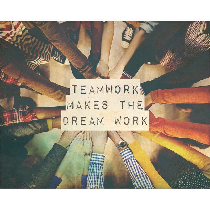 «Teamwork Makes The Dream Work Stacking Hands Color By Color Me Happy», art mural sur toile