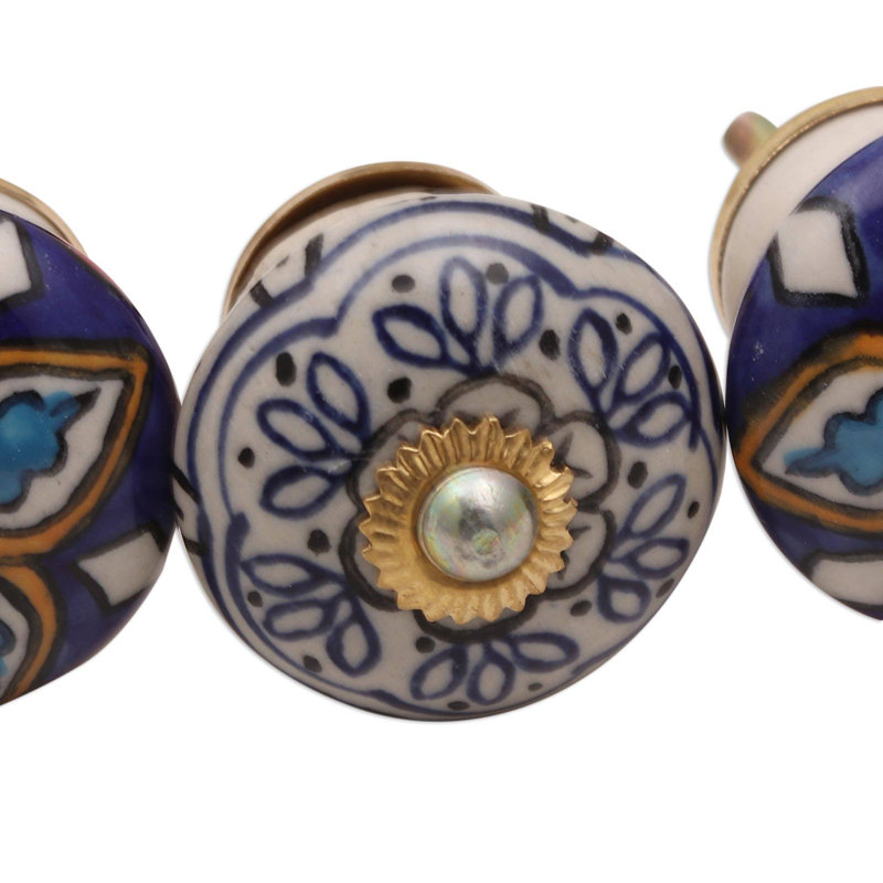 Ensemble de 6 boutons de porte en céramique Royal Garden