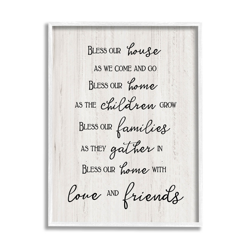 «Bless Our House Family», estampe numérique par CAD Designs, H 14 po x l 11 po x P 1,5 po, Giclée encadrée blanc bord de mer