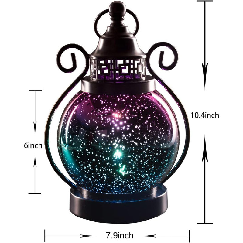  Lanternes marocaines décoratives d'intérieur changeantes, lanternes d'Halloween suspendues décoratives pour la maison, décoration gothique, sphère en verre au mercure, 2 modes de minuterie 10,5 pouces