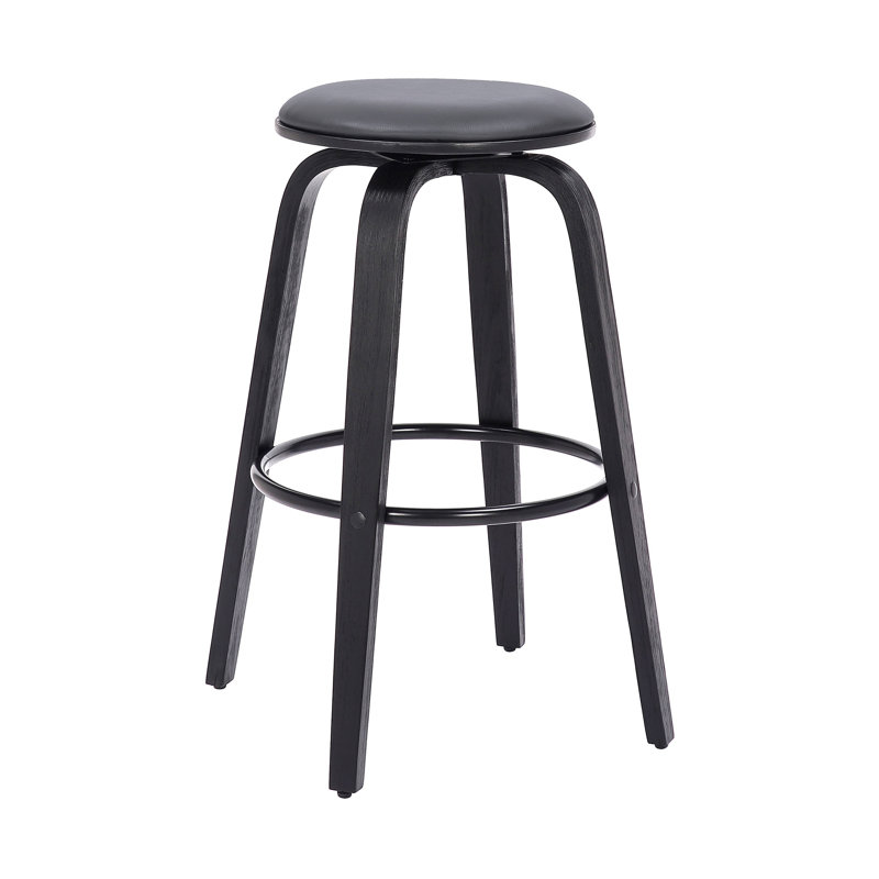 Tabouret de bar Zeno Mid-Century, Tabouret de bar (siège d'une hauteur de 30 po), Siège gris / cadre noir