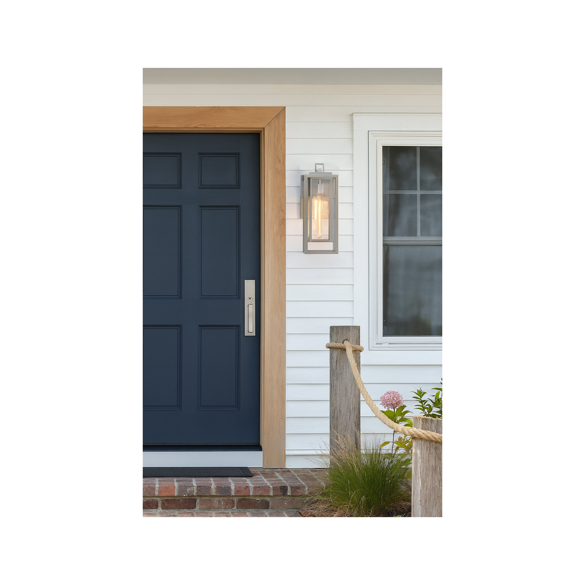 Single Light Outdoor Wall Light, Satin Nickel, 27" H x 9" W x 8.5" D