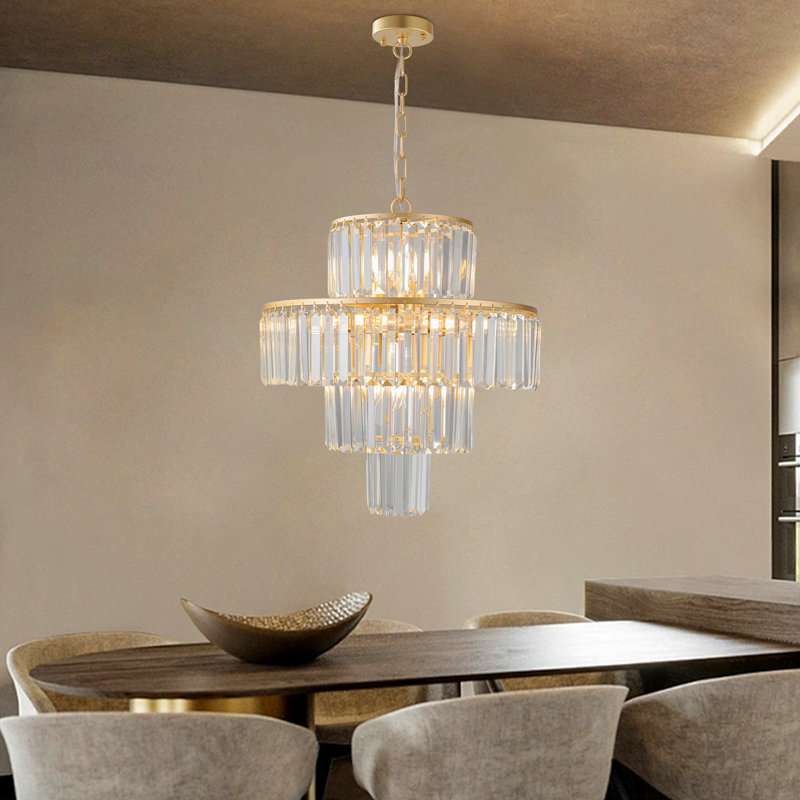 12-Gold adjustable iron crystal Chandeliers