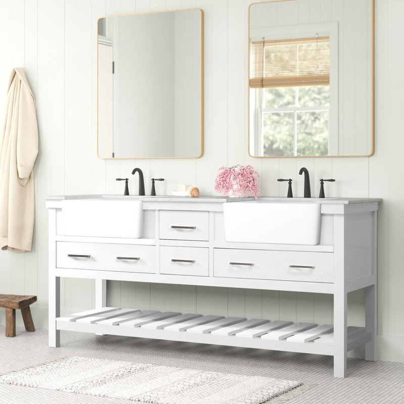 Meuble-lavabo double 72 po Pelaghia, Blanc
