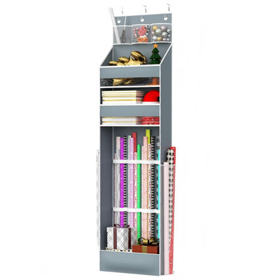 Hanging Gift Wrapping Paper Storage,Grey