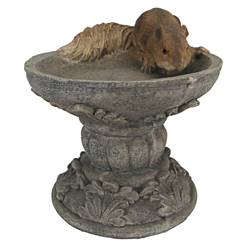 Hand-Painted Resin Woodland Squirrel Garden Birdbath Statue