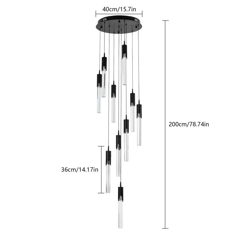 10 - Light LED Pendant, Matte Black