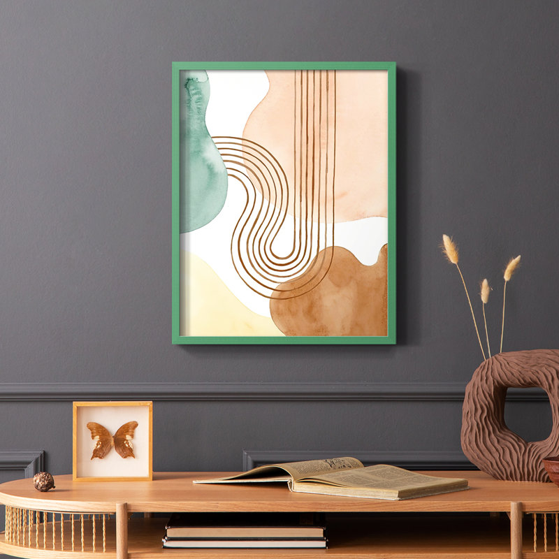 «Spring Shapes II», reproduction encadrée - bois massif, Vert, H 10 po x l 8 po