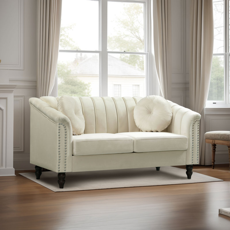 Latausha Blue Microfiber Velvet Living Room Loveseat, Royal Blue Velvet