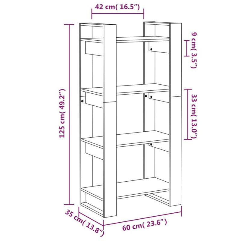Gelissa 125cm H Solid Wood Etagere Bookcase, Brown, 125Cm H x 60Cm W