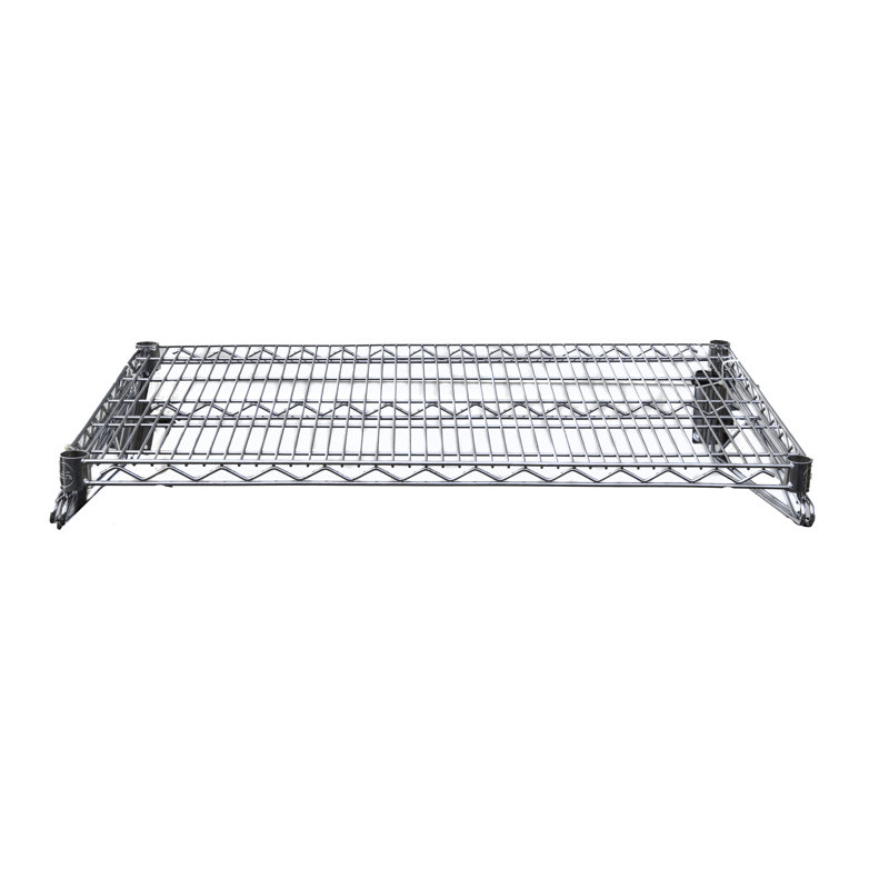 Heavy-Duty 30" D Chrome Wire Wall-Mounted Storage Shelf For Commercial Use, 14" H x 30" W x 30" D