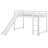 Twin Over Twin Low Bunk Bed With Ladder And Slide, Solid Wood Bunk Bed Can Be Converted Into Loft Bed-579534178