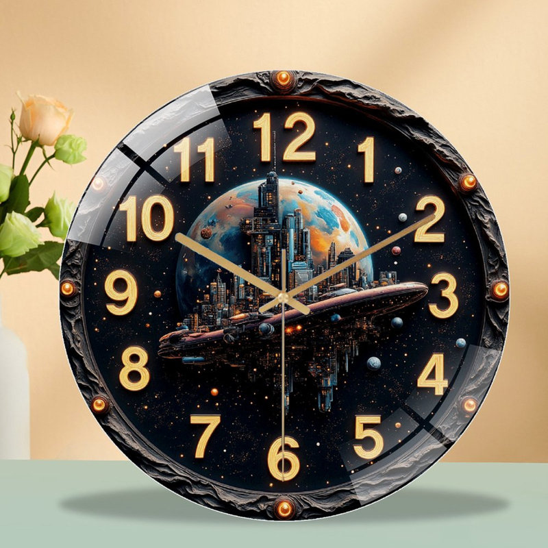 Horloge murale 12 po Space City