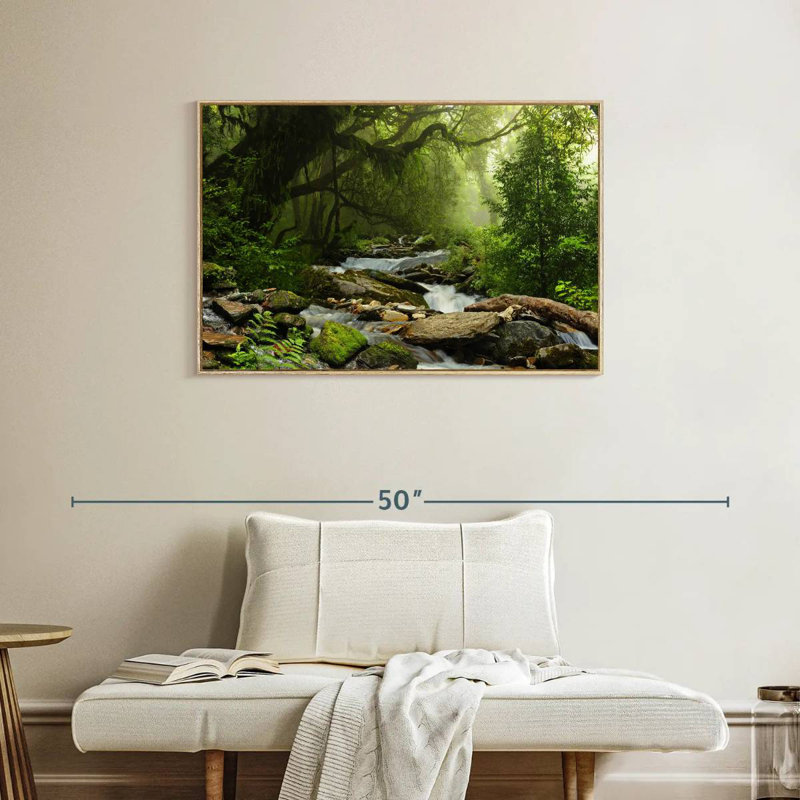 Nepal Rainforest, Floating Frame Natural Wood, 37" X 25"