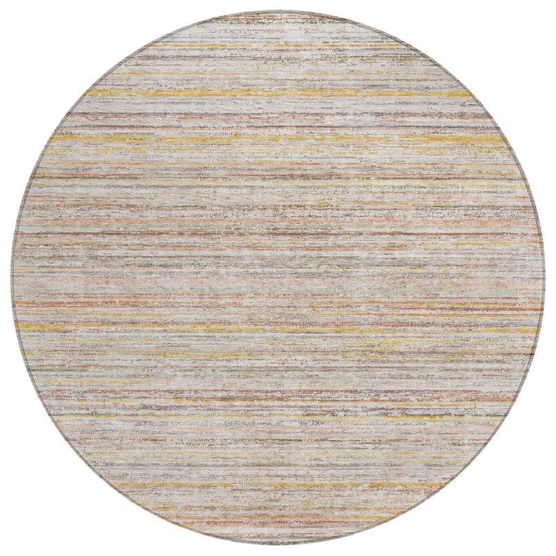 Machine Washable Indoor/Outdoor Claudian ACN1239 Terracotta Rug, Round 8'