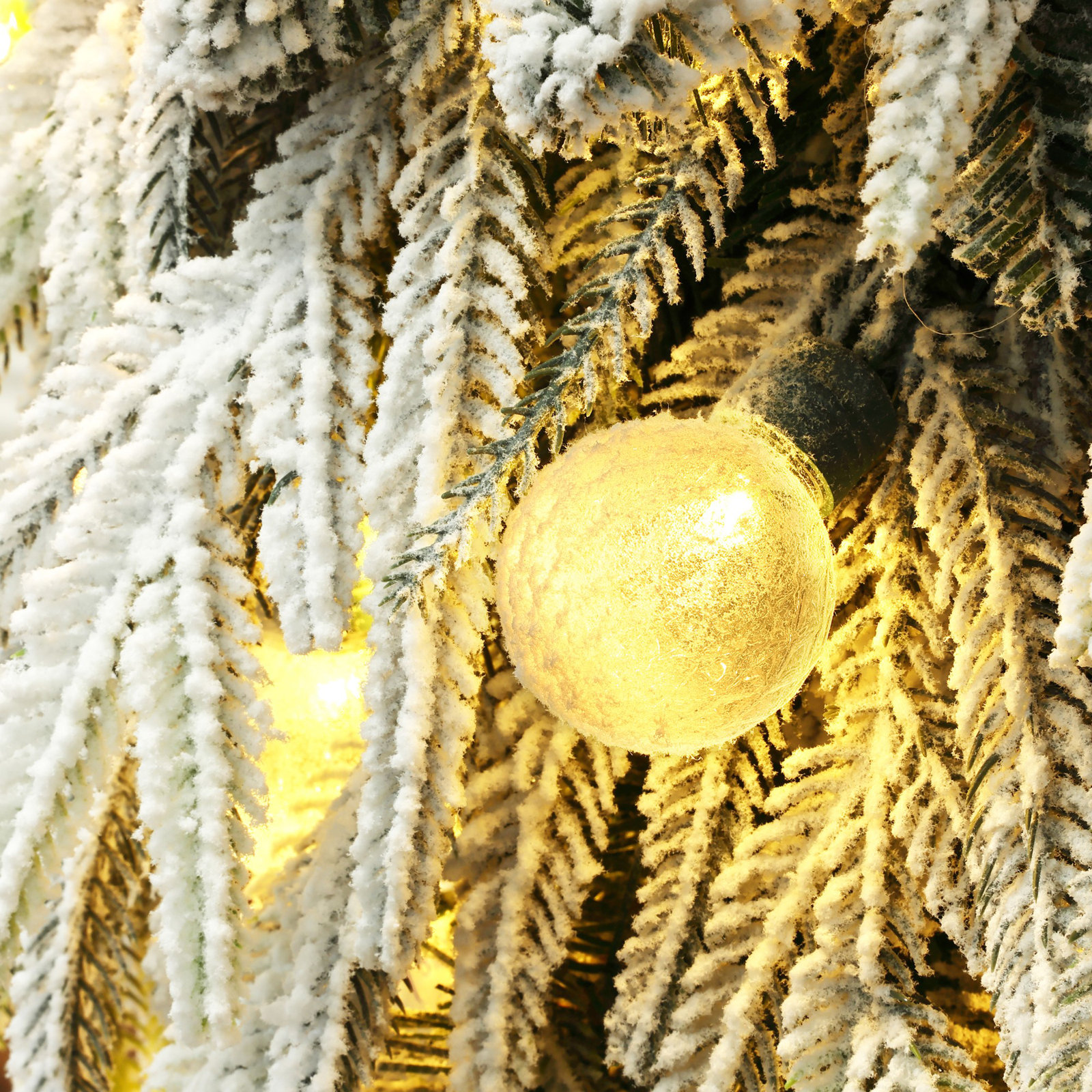 4.5Ft Pre-Lit Snow Flocked Slender Fir Artificial Christmas Tree