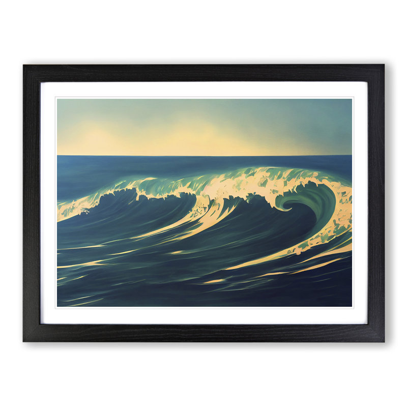 Daring Ocean Wave - Framed Print, 25cm H x 34cm W x 2cm D, Black