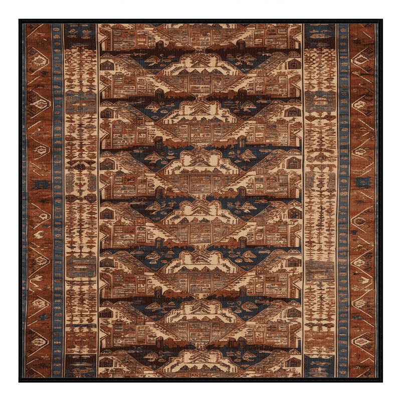 Tapis brun turc lavable à la machine, Carré 6 pi