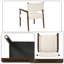 Ensemble de 2 chaises de salle à manger rembourrées avec accoudoirs, chaises d'appoint de style milieu du siècle avec structure en bois d'hévéa finition noyer, tissu respirant, assise rembourrée moelleuse pour salle à manger ou bureau