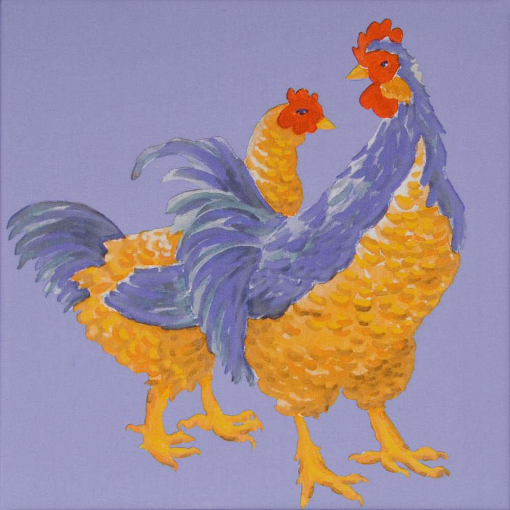 French Country 6" x 6" Ceramic Chicken Decorative Accent Tile (Set of 4) Imagine Tile, Inc. 