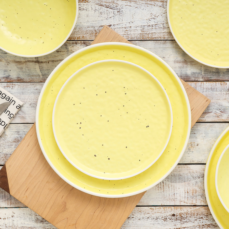 Stone Lain Elena 4-Piece Salad Plate Set Stoneware, Yellow