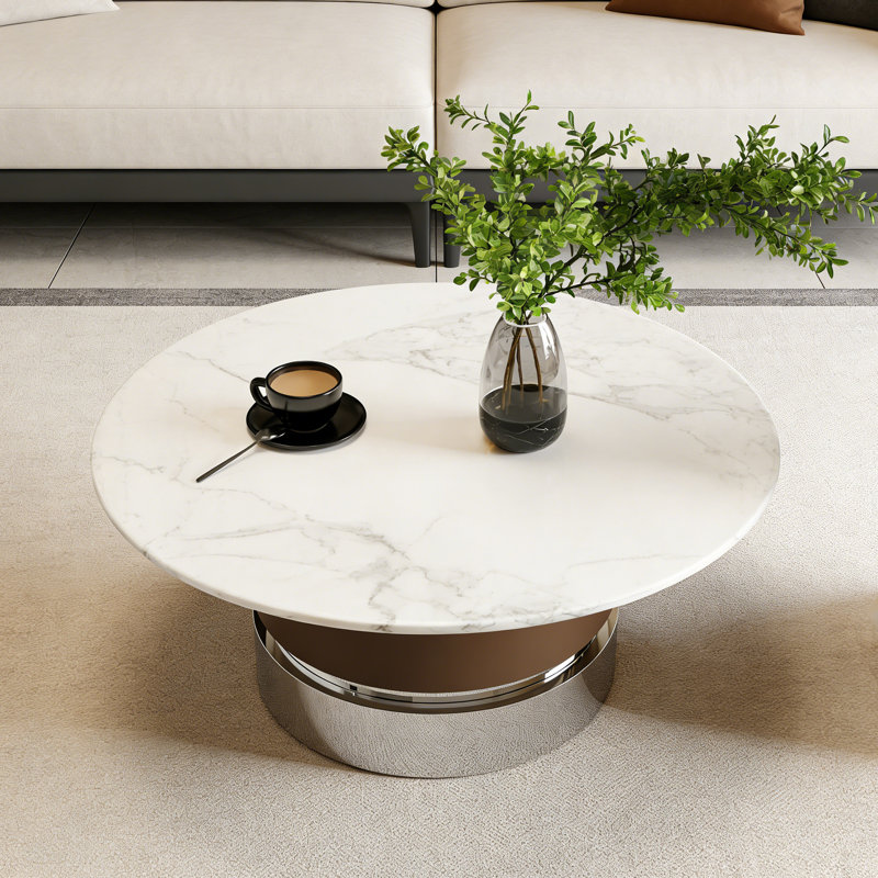 Table basse en marbre avec base en métal robuste