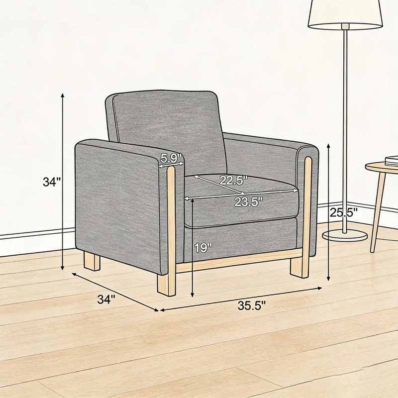 Fauteuil rembourré en tissu, Beige