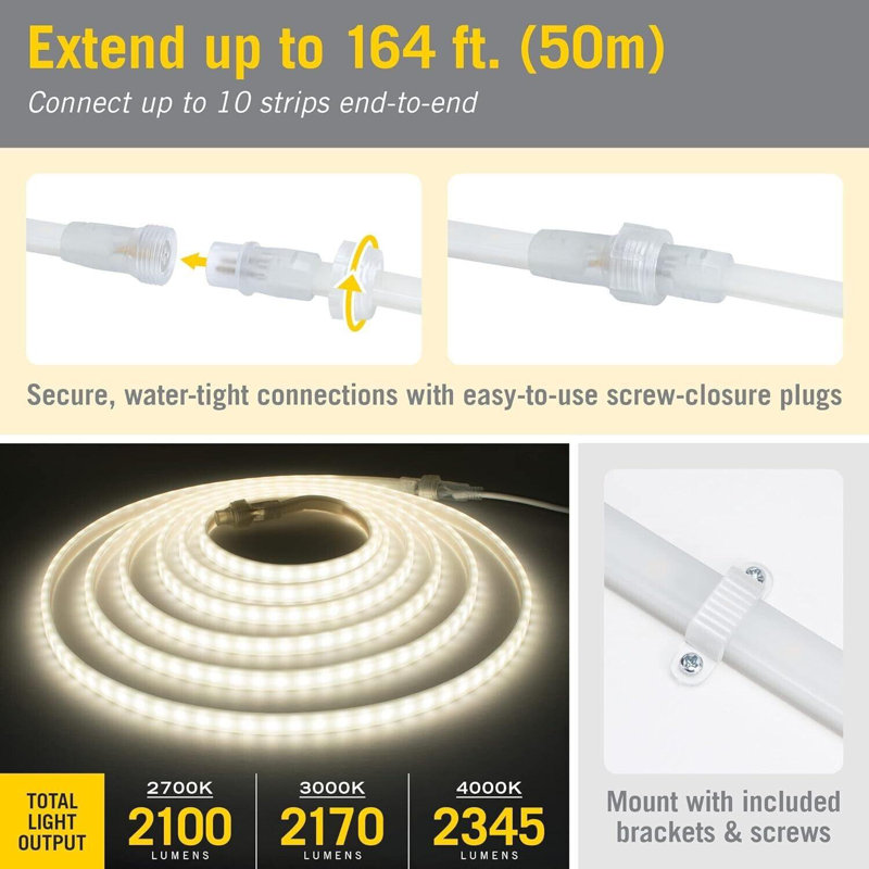 Outdoor 300 - Bulb 198'' Plug-In LED Rope String Light