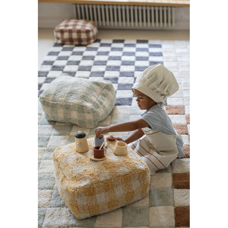 Washable Rug Tiles Blue Sage, Rectangle 4' x 5'3"