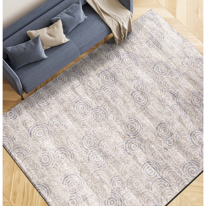 Tapis noué la laine/soie ivoire à la main Windsom, Rectangle 9 pi x 12 pi