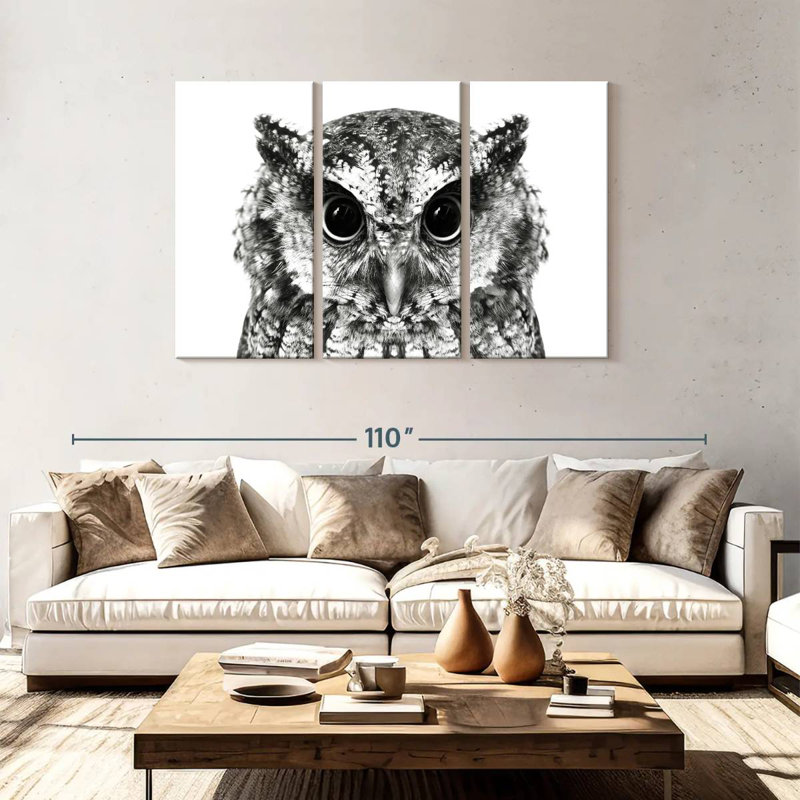 Hibou ensorcelant Brampt, H 48 po x l 74 po