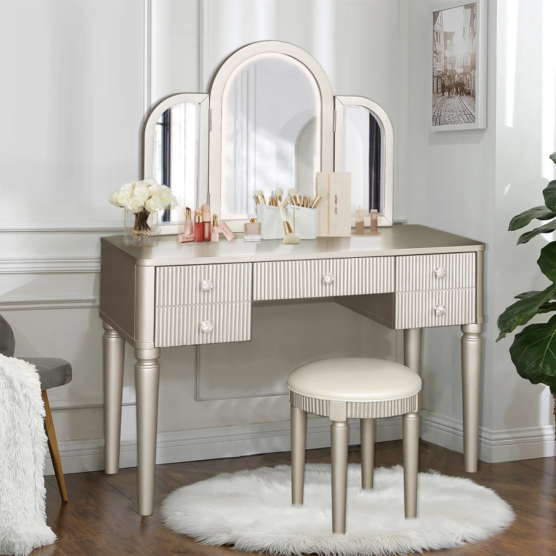 Coiffeuse avec lumière DEL AGODY, Champagne