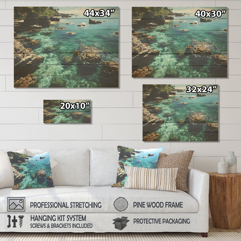 Aérien, paradis tropical, plages tropicales dévoilées I - plage sur bois, H 34 po x l 44 po